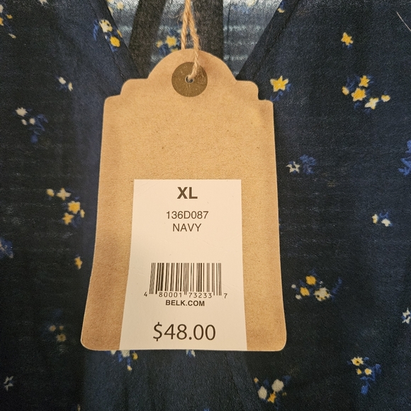 True Craft Navy XL Blue Floral Sleeveless Dress - Picture 5 of 7